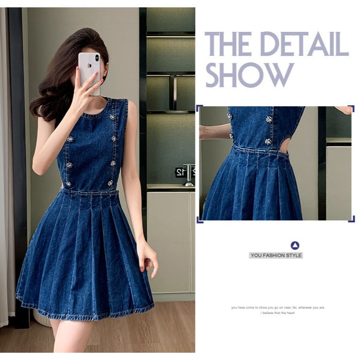 【dress】ノースリーブデニムワンピース　M24160