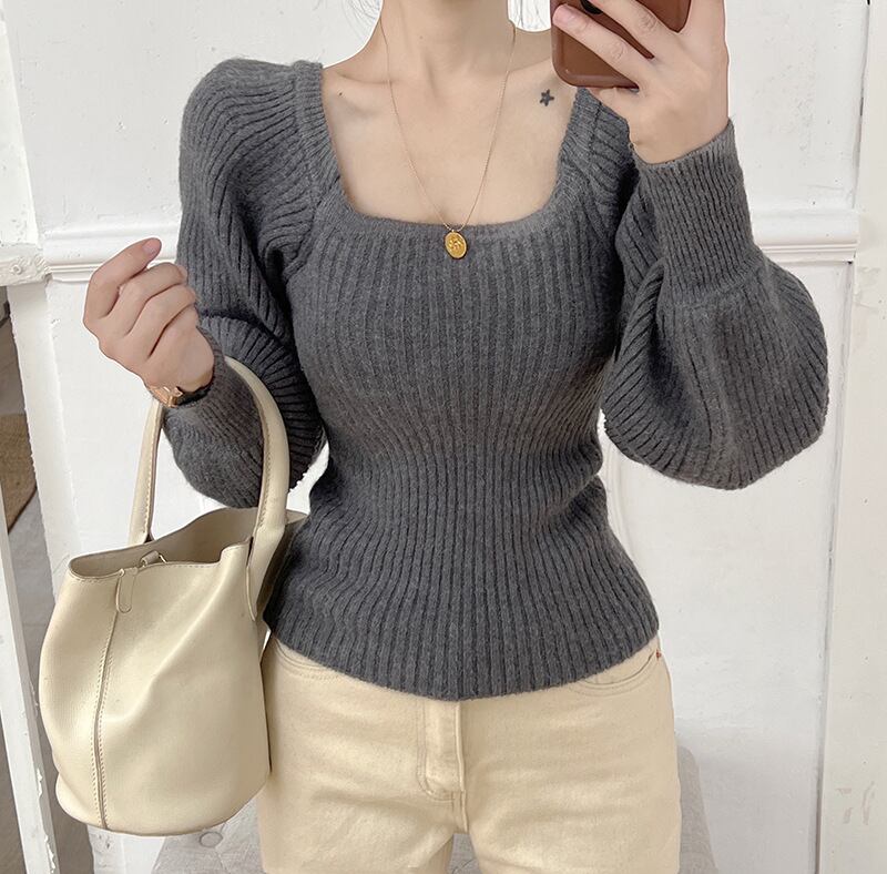 【tops】パフスリーブニットトップス　M18836