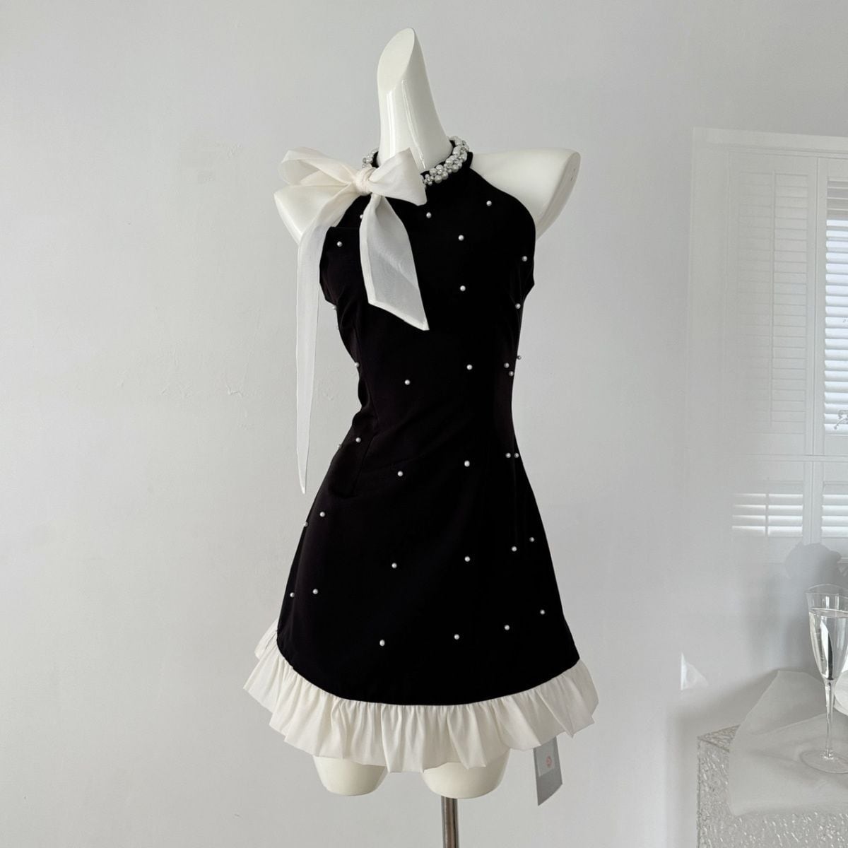 【dress】ノースリーブパールビジューワンピース　M24422