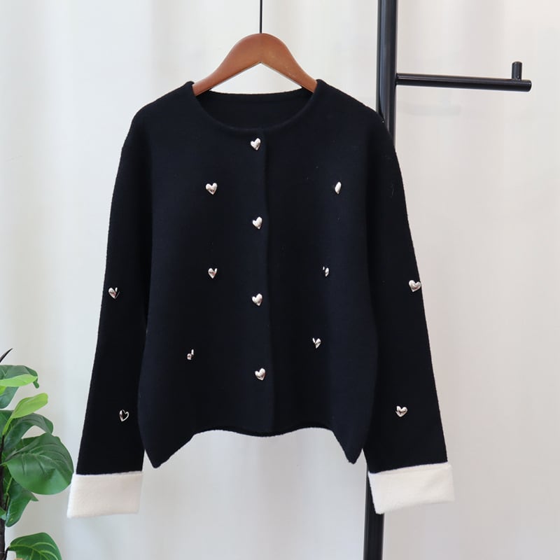 【outer】ハートモチーフニットカーディガン　N2710