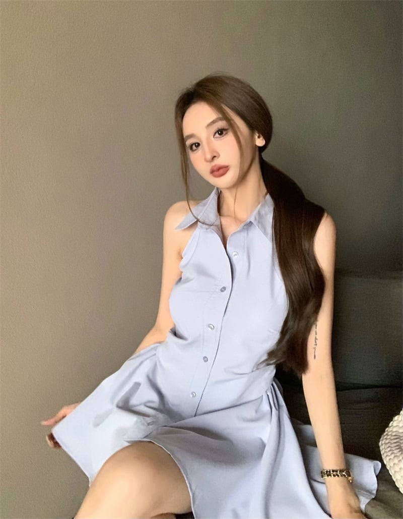 【dress】ノースリーブシャツワンピース　M24539