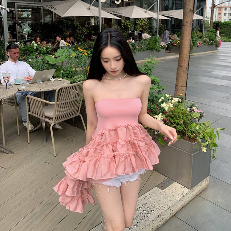 【tops】フリルドッキングベアトップ　M29986