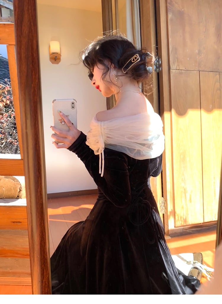 【dress】チュールドッキングレースワンピース　N3528
