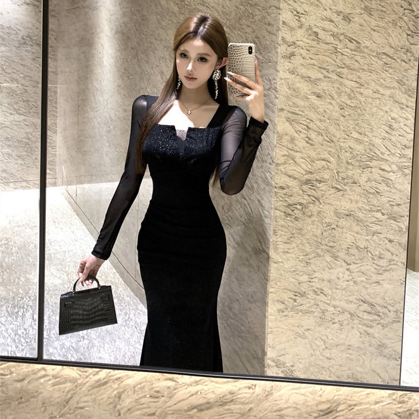 【dress】チュールドッキングワンピース　M27686