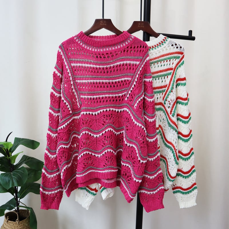 【tops】カットワークニットセーター　M25495
