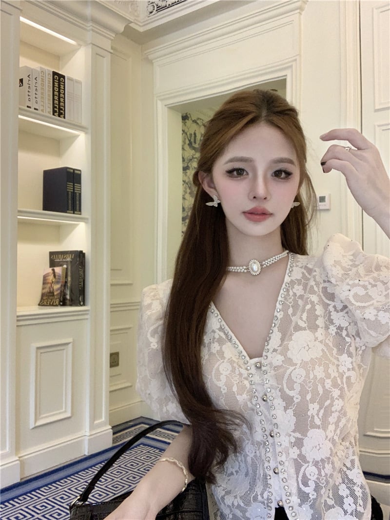 【tops】ダイヤモンドレースブラウスG21549