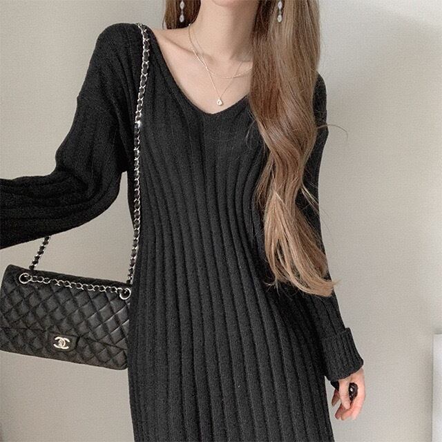 【dress】フード付きニットワンピース　M28089