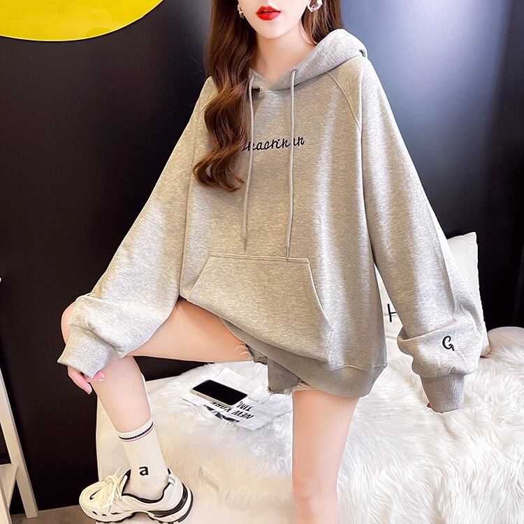 【tops】韓国ファッションフード付き長袖英字柄秋新作3色カジュアル薄手着回しパーカーF0722