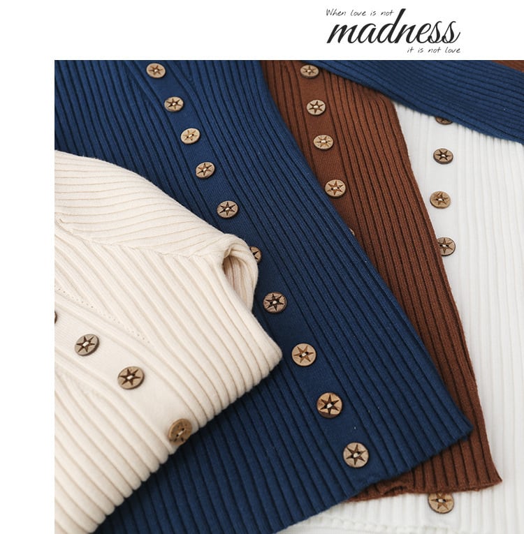 【tops】ボタンデザインニットトップス　M27410