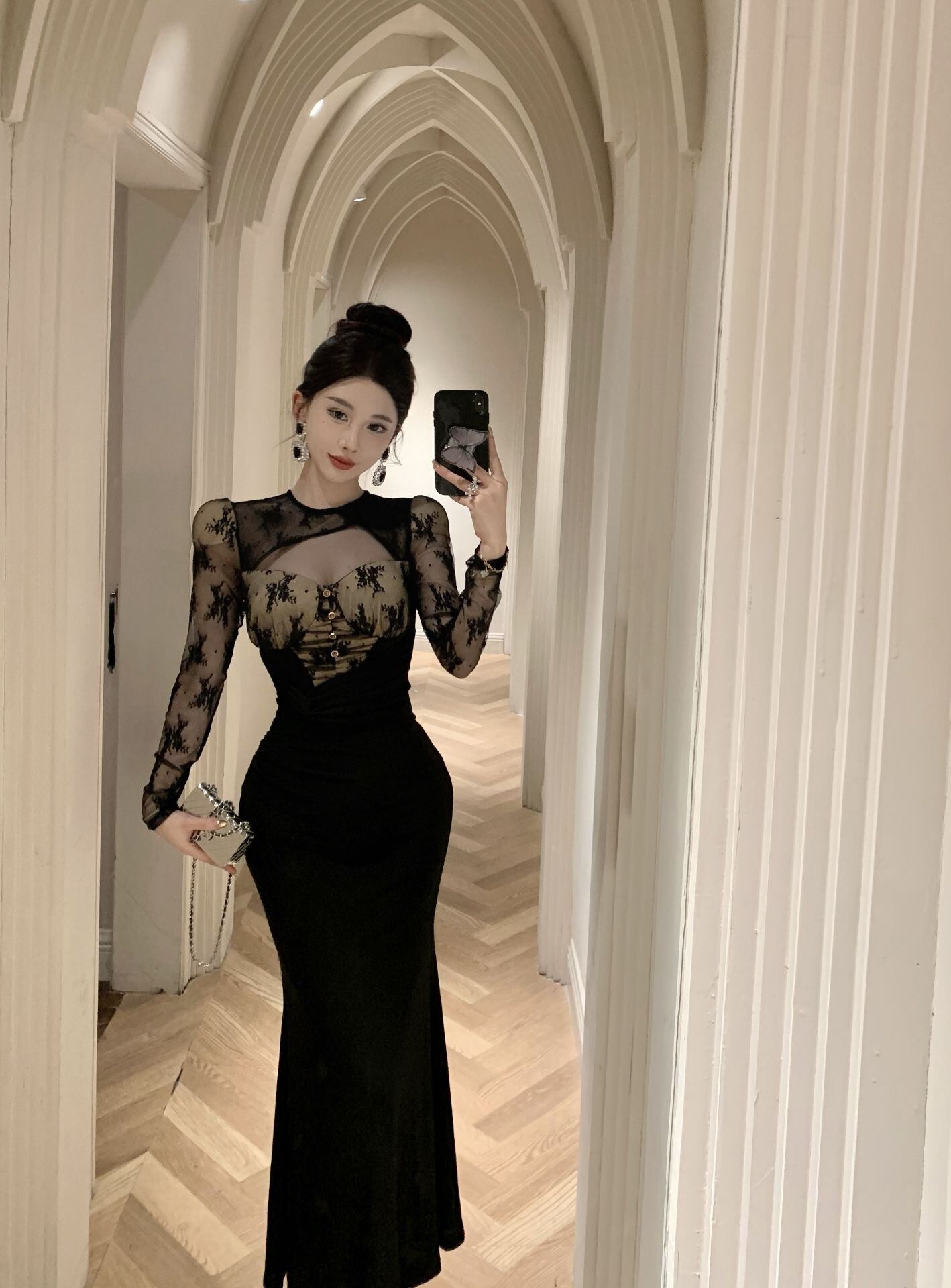 【dress】レース切り替えマーメイドワンピース G21514