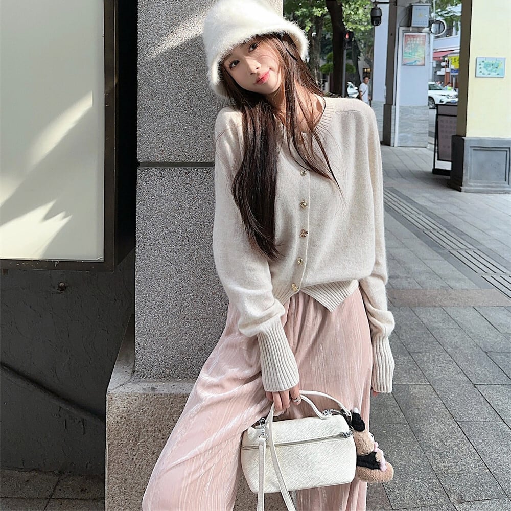 【set】ニットカーデ×ワイドパンツセット　M27320