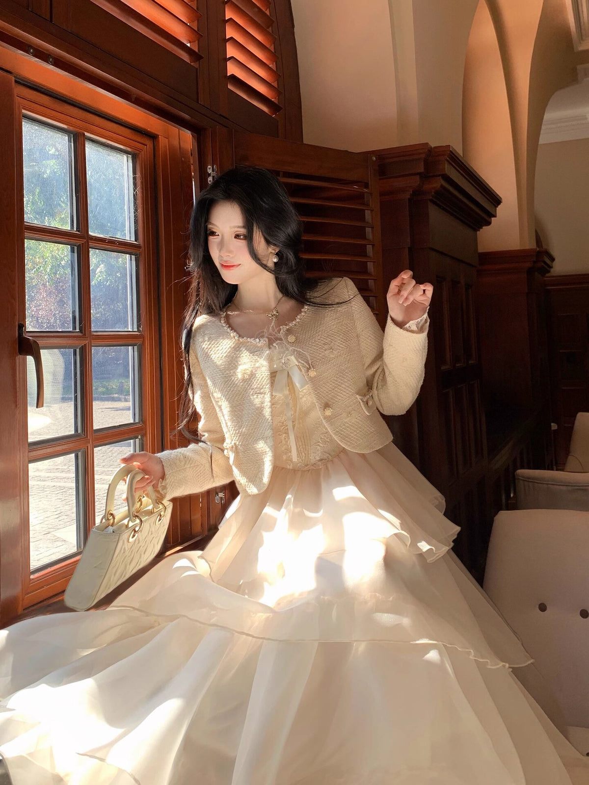 【dress】ファードッキングレースワンピース Q7600