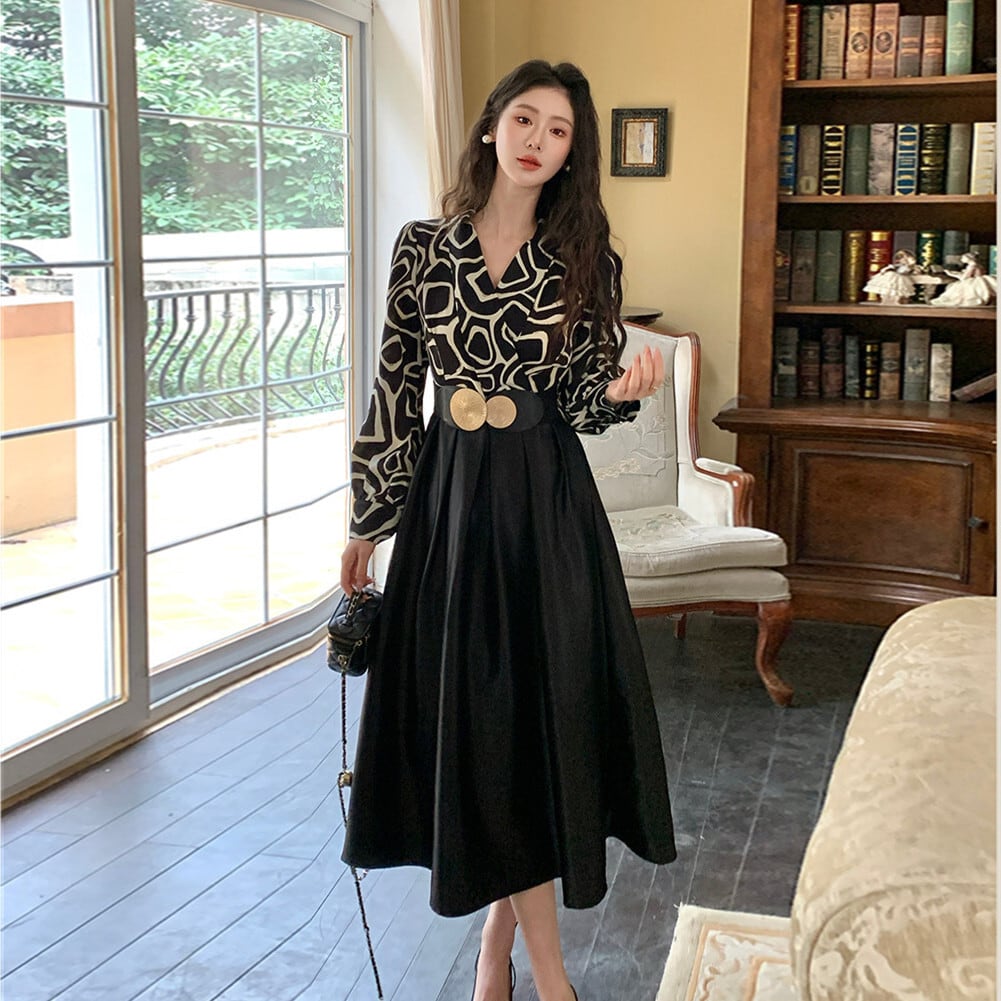 【dress】OL、通勤切り替えシャツワンピース　M29614