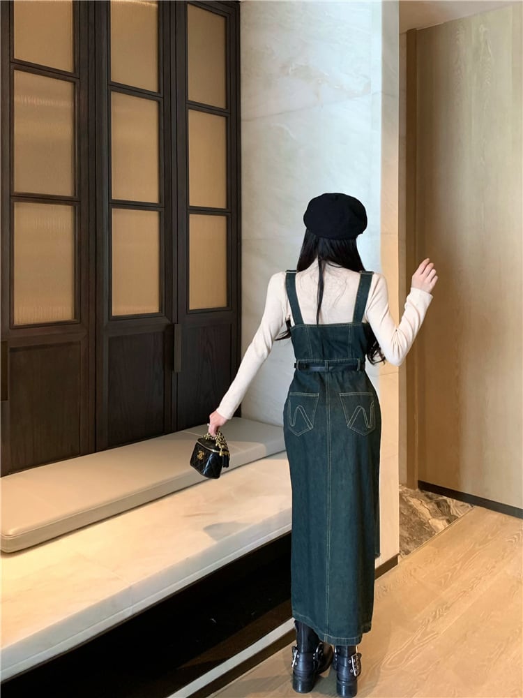 【dress】サロペットデニムワンピース　M27988