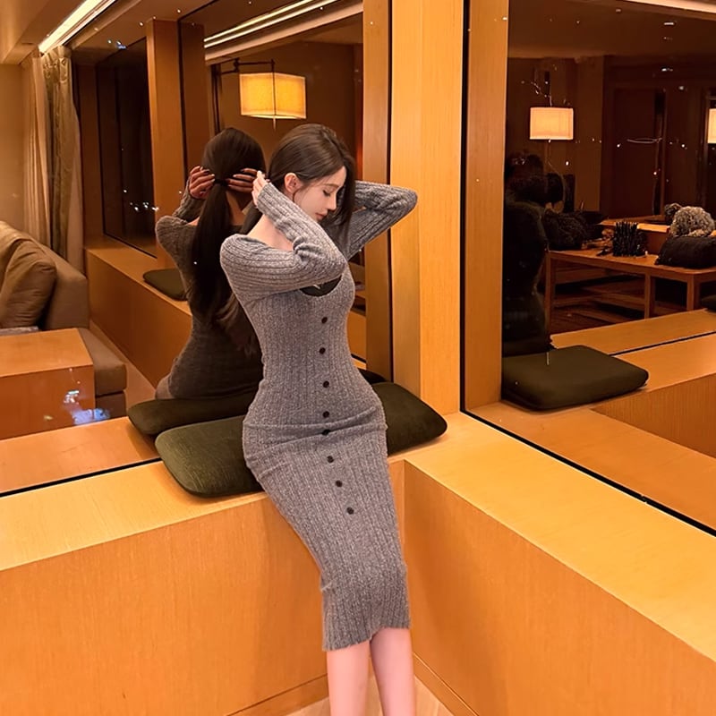 【dress】ニットワンピース Q7355