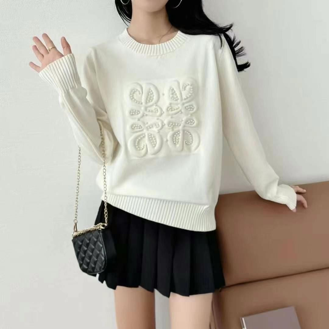 【tops】英字柄長袖ニットセーターF8242