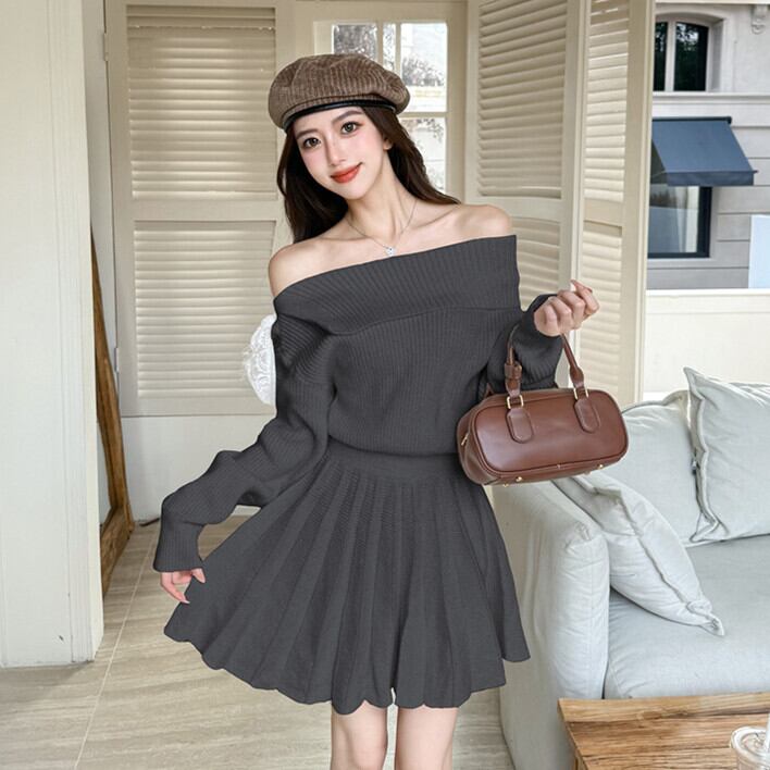 【dress】ボートネックニットワンピース　M27486