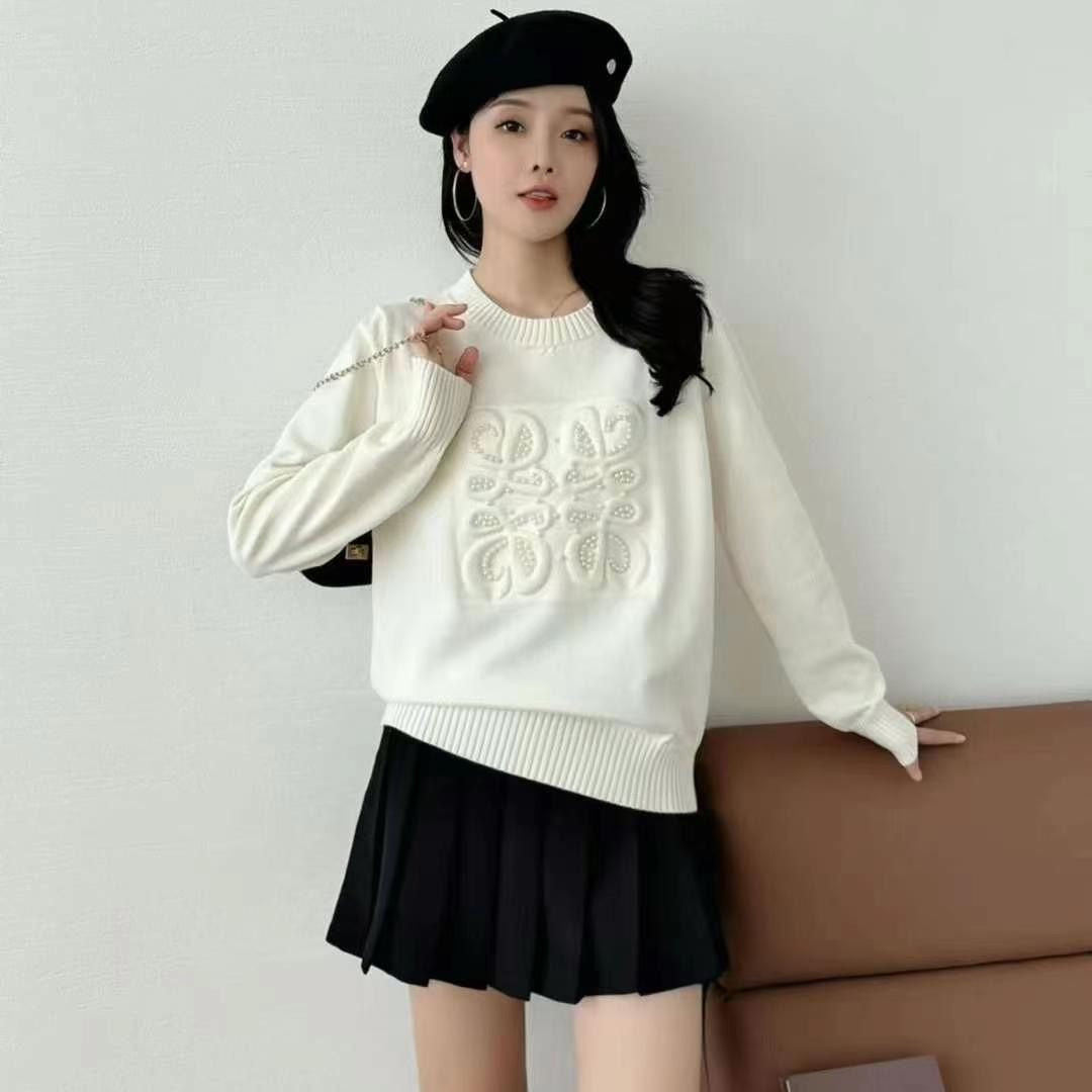 【tops】英字柄長袖ニットセーターF8242