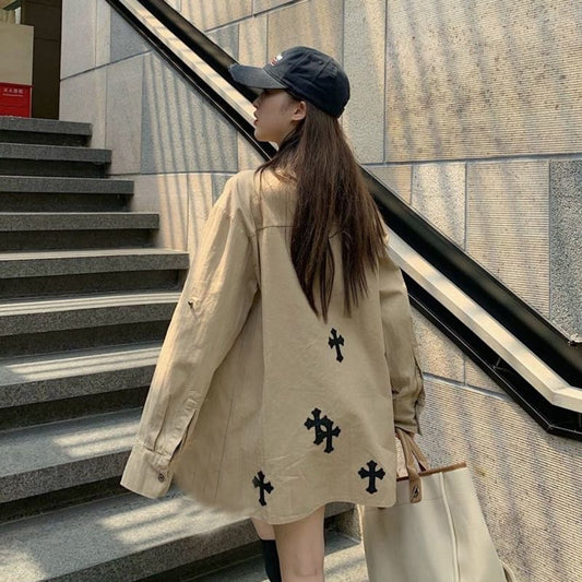 【tops】ポロカラー長袖シャツF7876