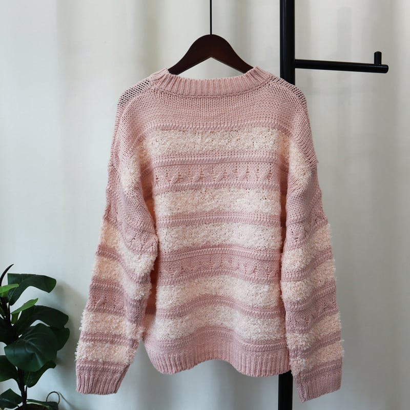 【tops】ボーダー柄ニットセーター　M26162