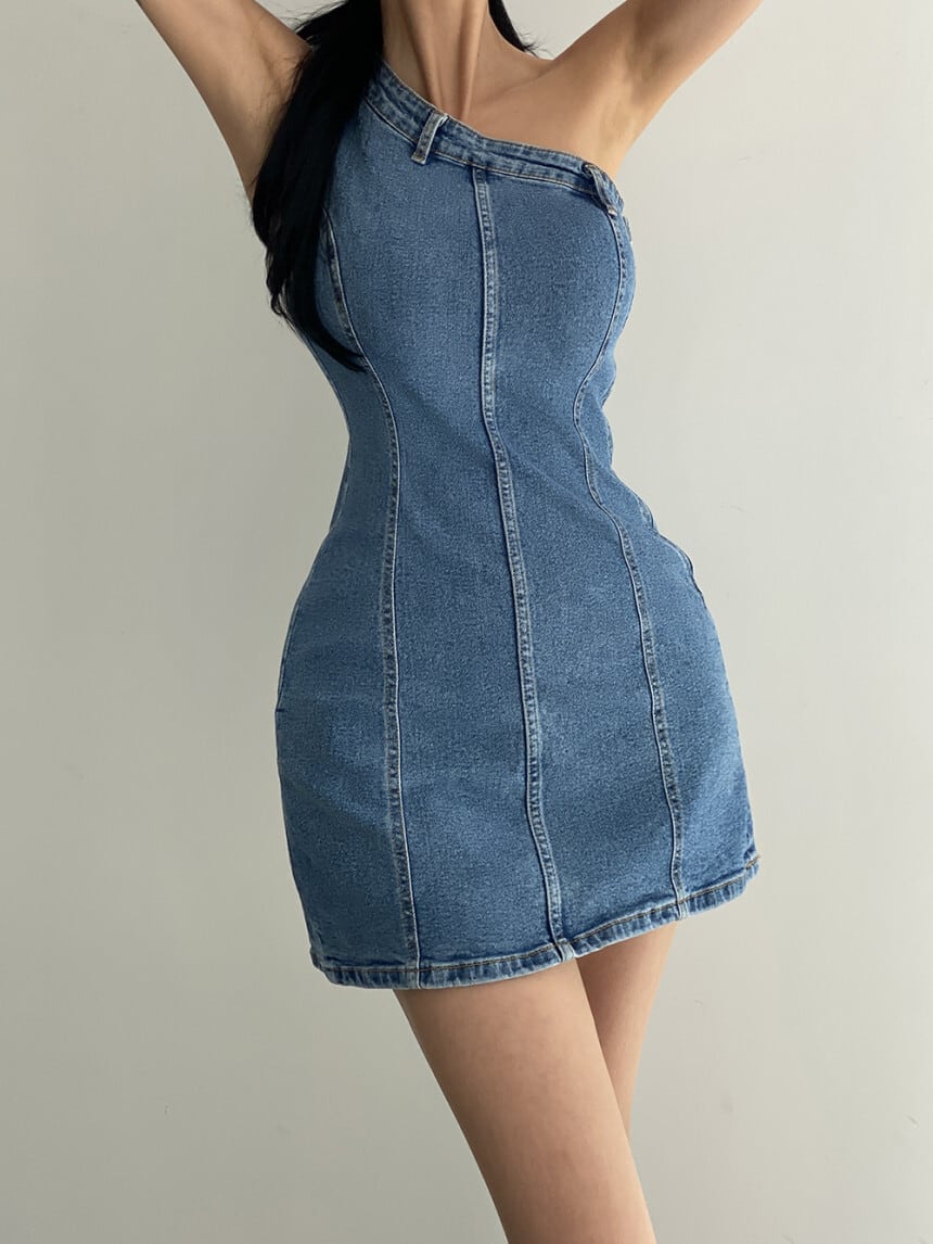 【dress】オフショルダーデニムワンピース　M25031