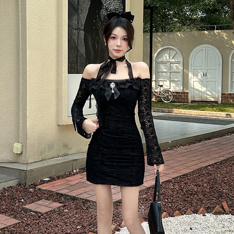 【dress】ホルターネックレースワンピース　M28314