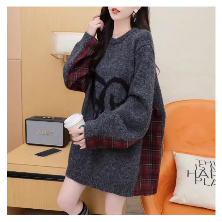 【tops】切り替えニットセーター　M27617