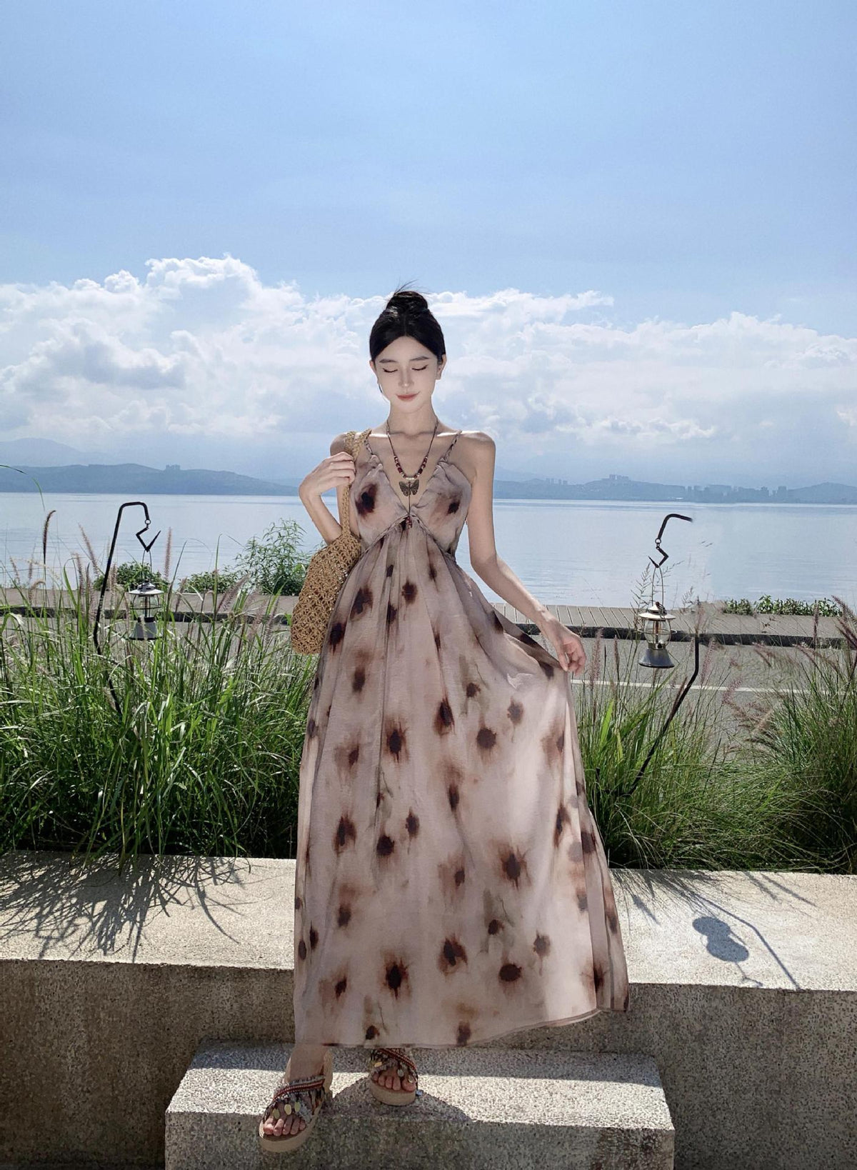 【dress】Vネックキャミワンピース　M25310