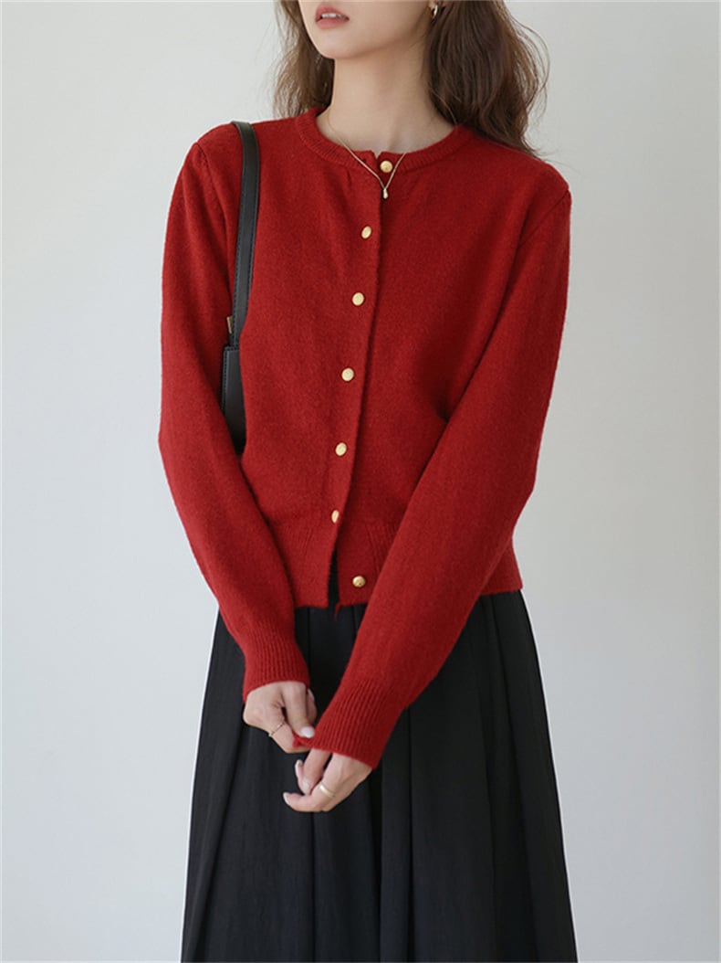 【outer】クルーネックニットカーデ　M25961