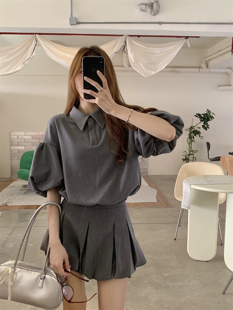 【set】POLOネックTシャツ×スカートセット　M24873