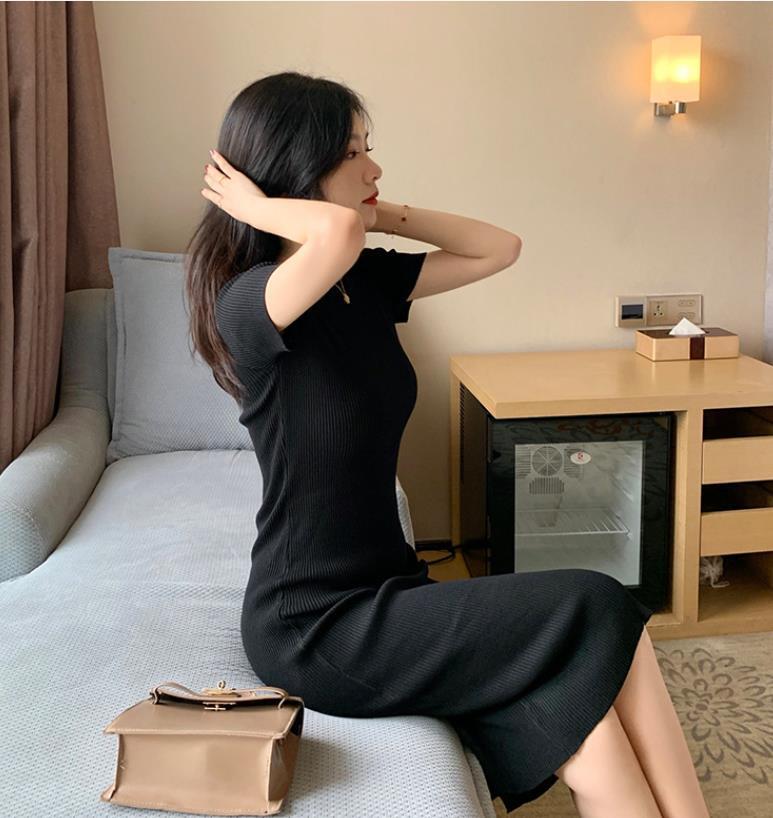 【dress】3色ラウンドネックニットワンピースF7285