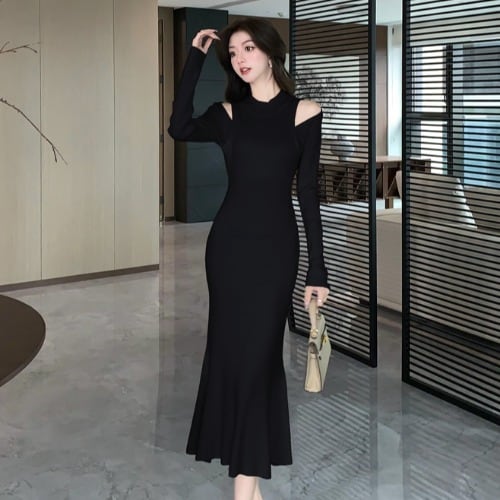 【dress】オフショルダーニットワンピース　M28025