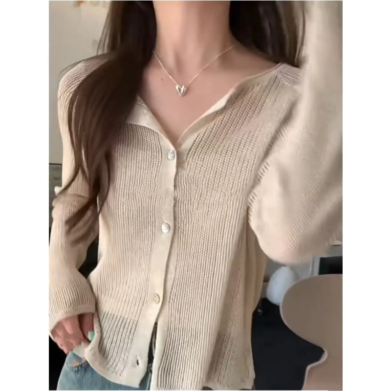 【outer】カットワークニットカーデ　M25592