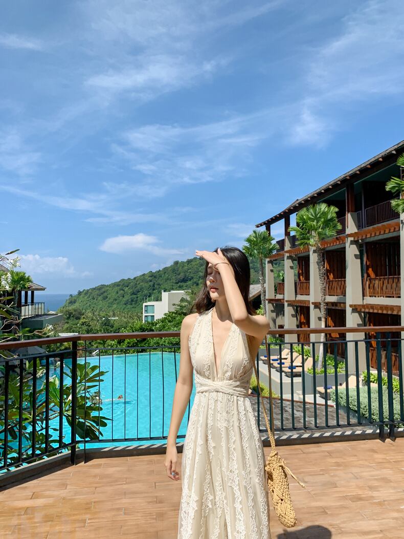 【set】Vネックレースバックで綺麗オールインワンG21327