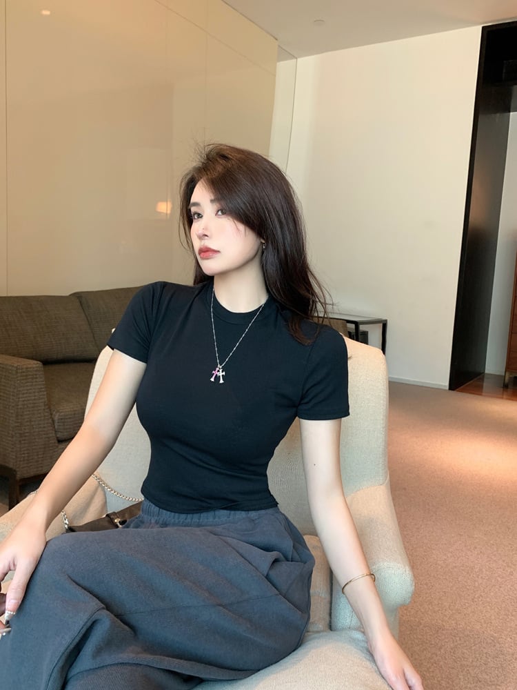 【tops】ラウンドネック半袖ＴシャツF7348