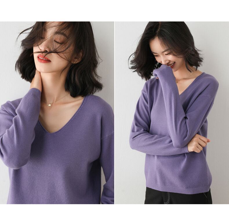 【tops】Vネックニットプルオーバー　M19161