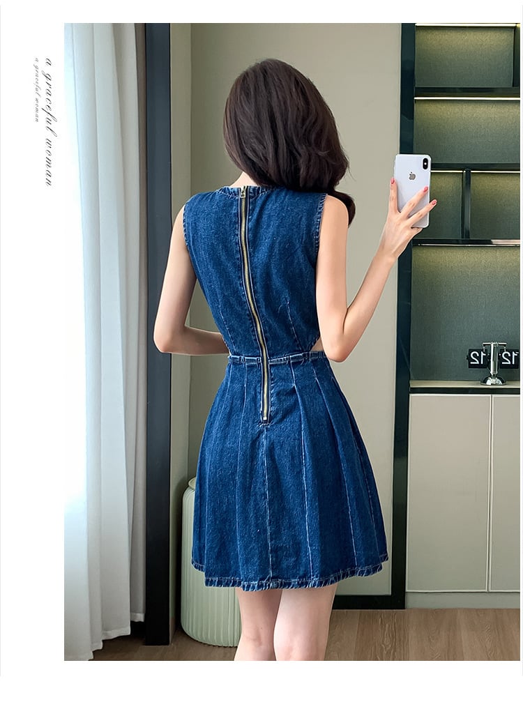 【dress】ノースリーブデニムワンピース　M24160