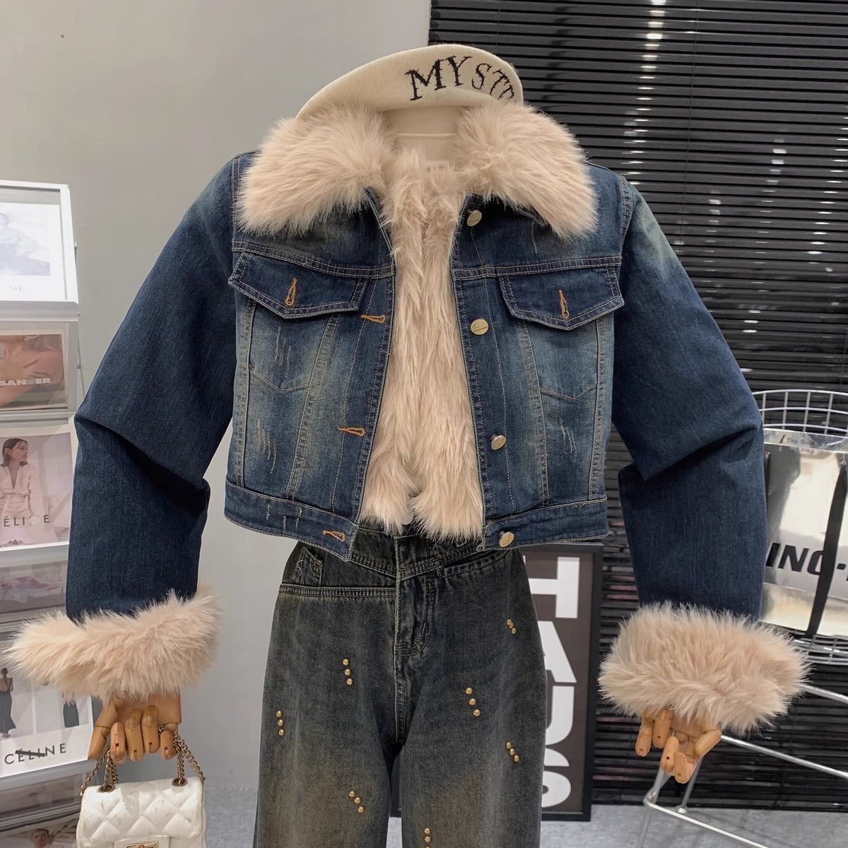 【outer】ファーデニムジャケット　M19110