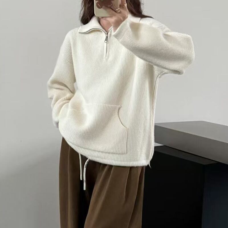 【tops】ポケット付きニットトップス Q7173