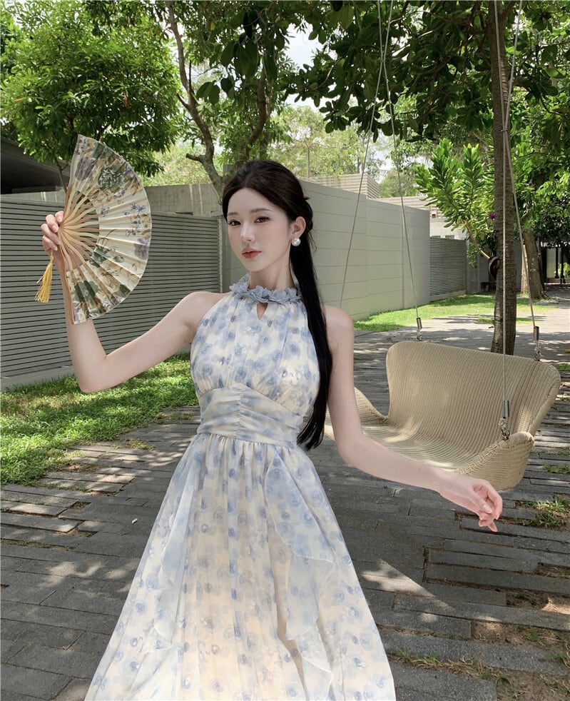 【dress】ホルターネック花柄ワンピース　M24549