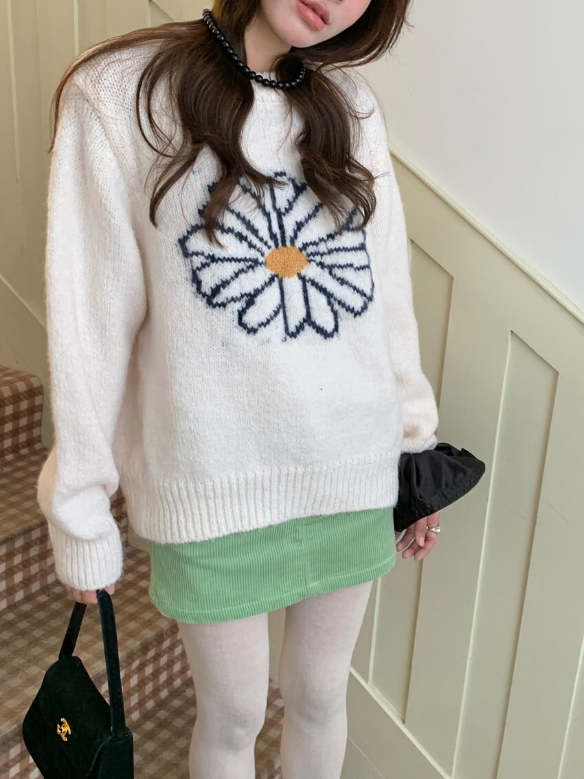 【tops】刺繍ニットセーター　M28269
