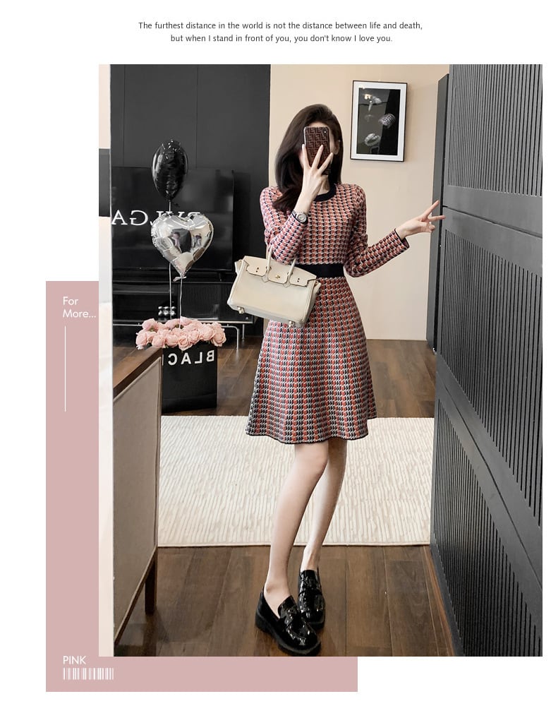【dress】おすすめエレガントジャカードニットワンピース　M17516