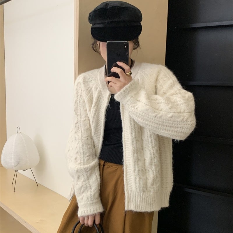 【outer】クルーネックニットカーデ　M18941
