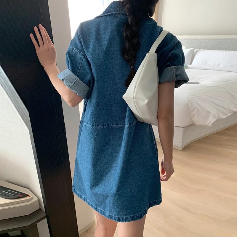 【dress】POLOネックデニムワンピース　M23901
