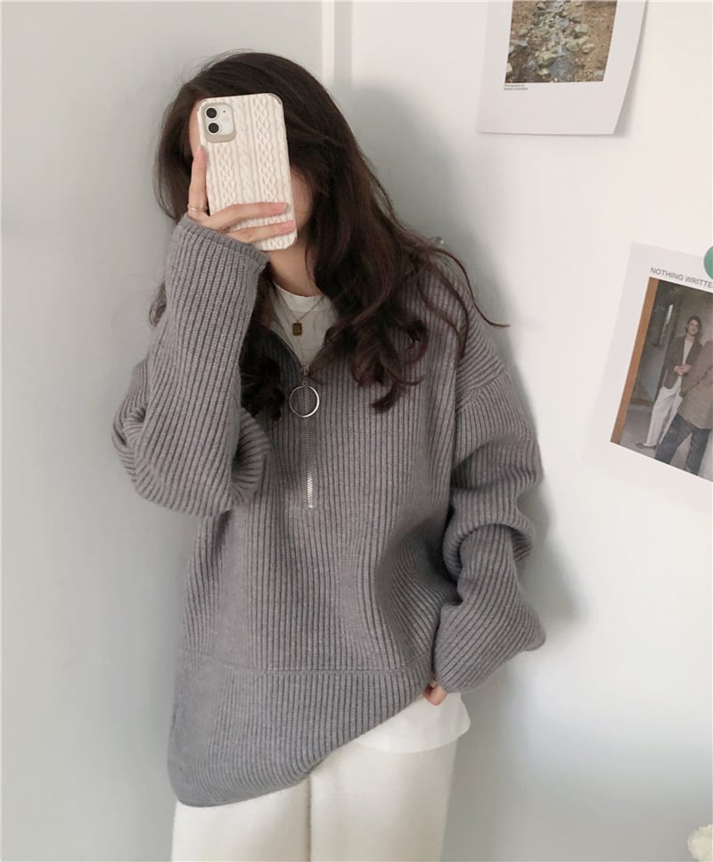 【tops】ファスナーニットセーター　M25903