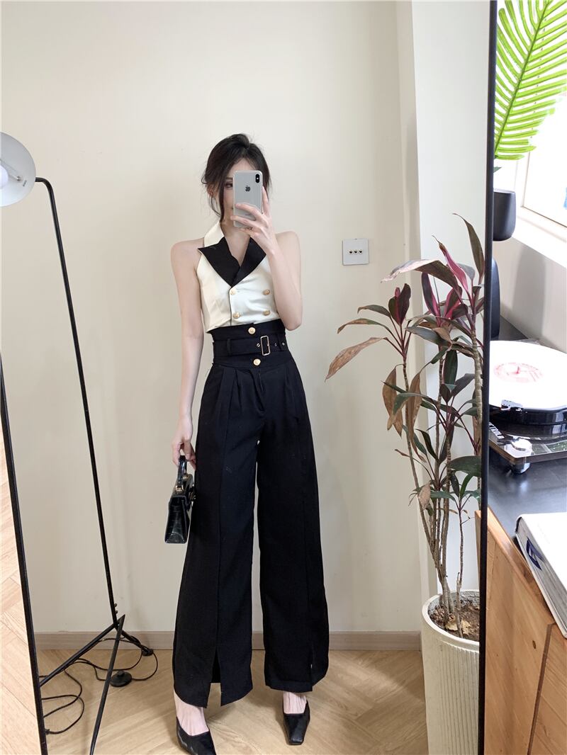 【set】ホルターネックトップス+パンツ２点セットG21316