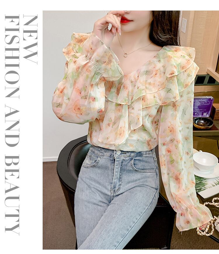 【tops】花柄シャツトップス　M18479