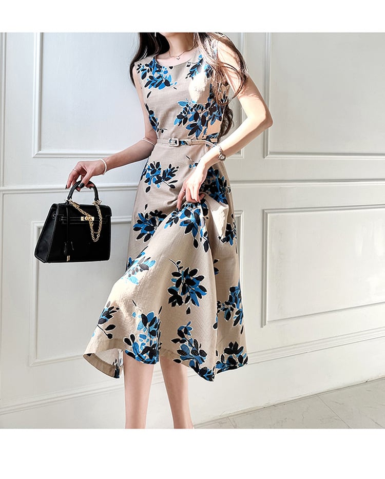 【dress】ノースリーブプリントワンピース　M25001