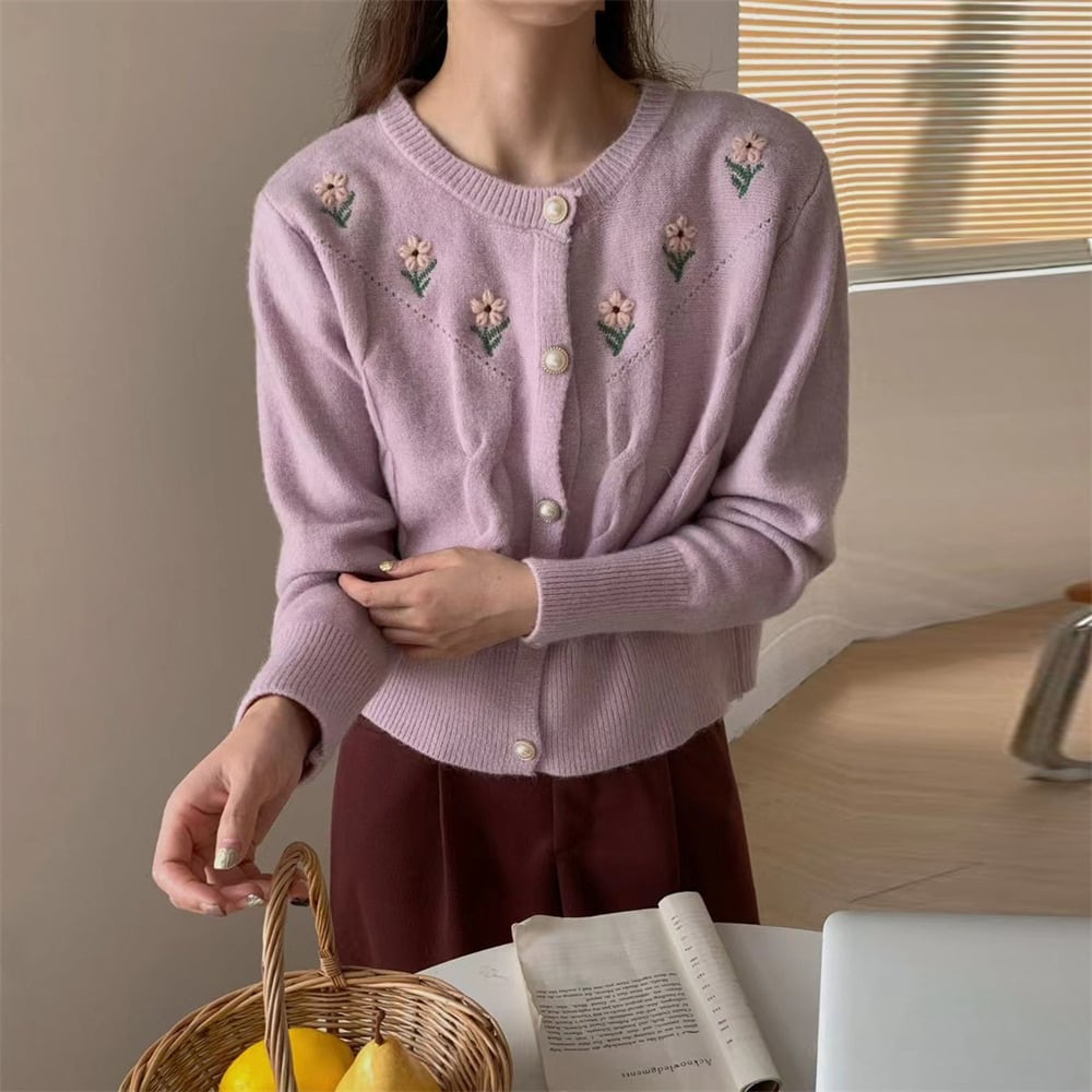【outer】刺繍ニットカーデ　M25976