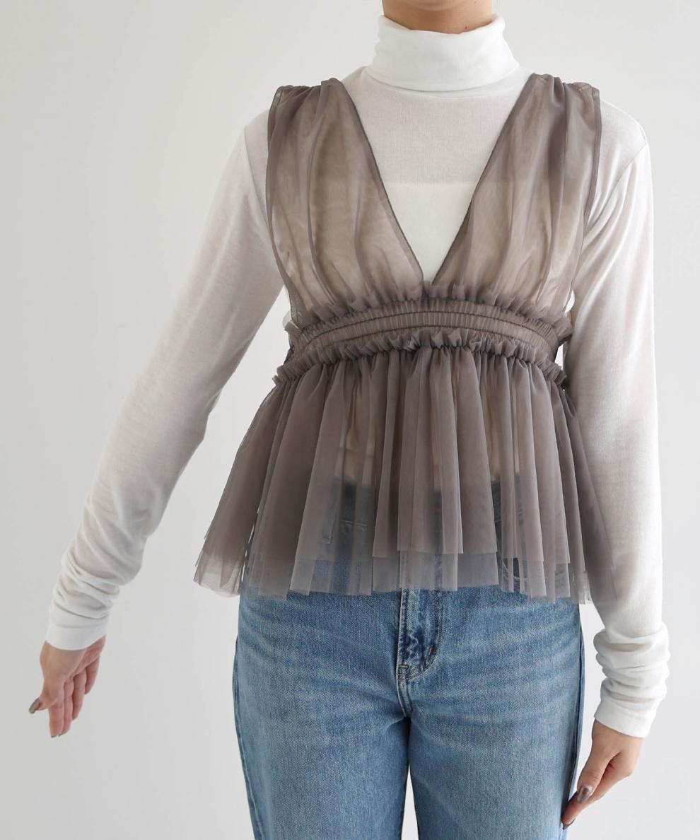 【tops】チュールノースリーブトップス　M29964